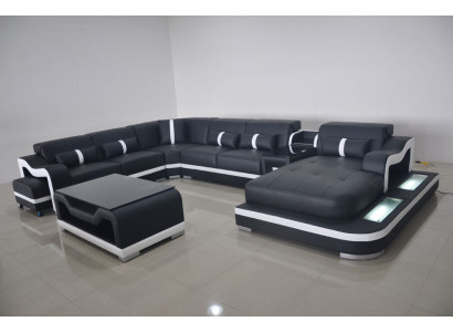 Ecksofa U-Form Wohnlandschaft Sofa Couch Polster Ecke Stoff Sofas Neu