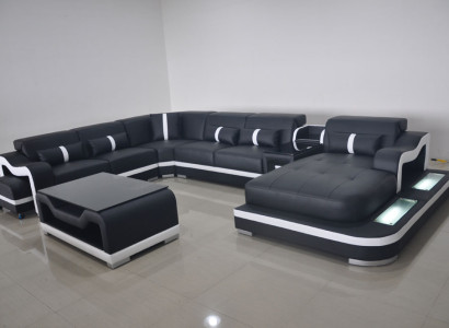 Ecksofa U-Form Wohnlandschaft Sofa Couch Polster Ecke Stoff Sofas Neu