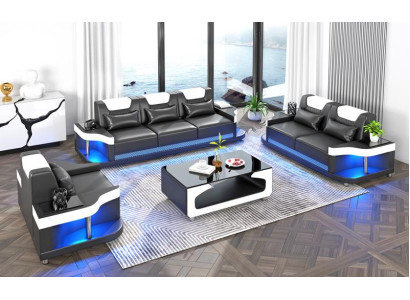 Sofagarnitur 3+2+1 Sitzer Set Design Sofa Polster Couchen Wohnzimmerset Leder