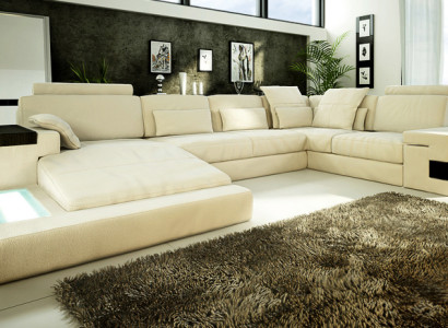 Ledersofa Designer Sofa U Form Wohnlandschaft Couch Polster Ecksofa Garnitur Neu