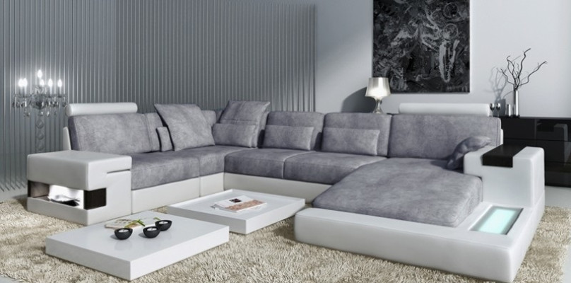 Wohnlandschaft Polster Couch Garnitur XXL Big Sofa Bellini Design Ledersofa Neu