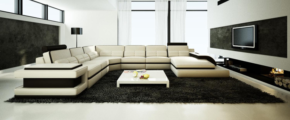 Wohnlandschaft Couch Polster Eck Garnitur Designer Ledersofa + USB Sofa WetzlarD