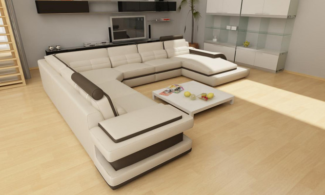 Wohnlandschaft Couch Polster Eck Garnitur Designer Ledersofa + USB Sofa WetzlarD
