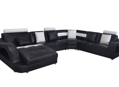 Leder Sofa Couch Wohnlandschaft Eck Garnitur Design Modern Sofas U-Form Couchen