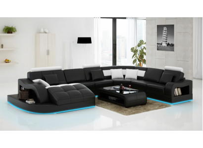 Ledersofa Couch Wohnlandschaft Ecksofa Eck Garnitur Design Modern Sofa L6015B