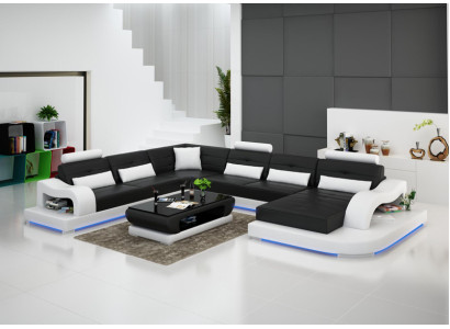 Ledersofa Couch Wohnlandschaft Ecksofa Eck Garnitur Design Modern Sofa G8005 Neu