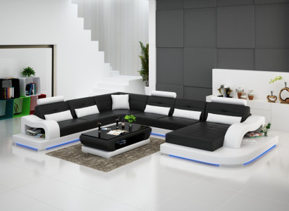 Ledersofa Couch Wohnlandschaft Ecksofa Eck Garnitur Design Modern Sofa G8005 Neu