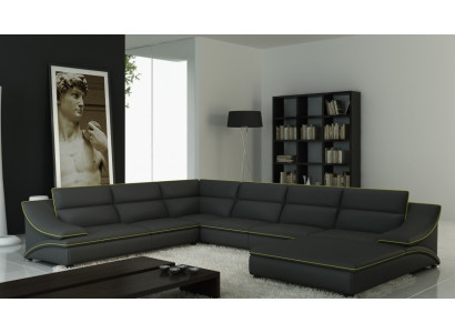 Ecksofa mit USB Ledersofa Wohnlandschaft Couch Sitz Eck Garnitur U Form EltmannG