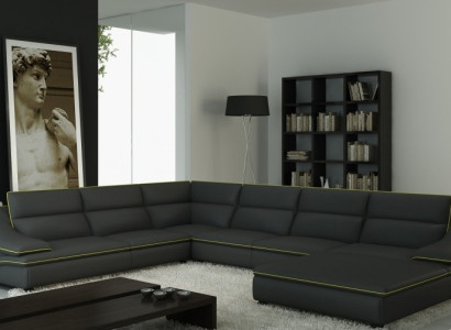 Ecksofa mit USB Ledersofa Wohnlandschaft Couch Sitz Eck Garnitur U Form EltmannG