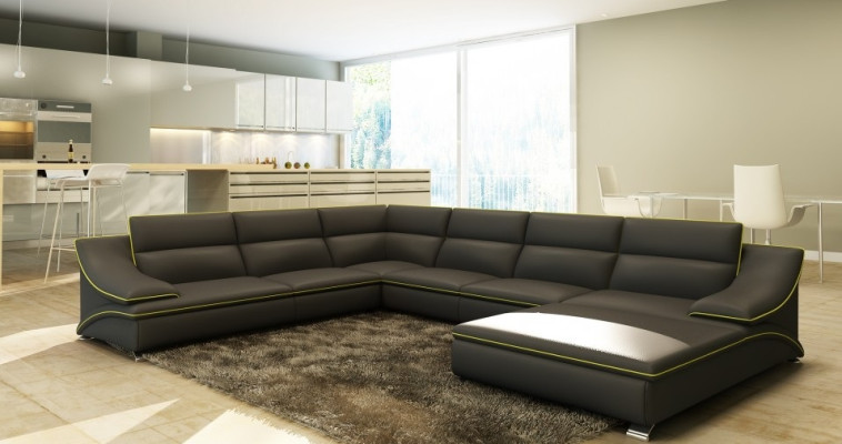 Ecksofa USB Ledersofa Wohnlandschaft Couch Sitz Eck Garnitur U Form EltmannS Neu