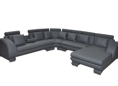 Eck Leder Sofa +USB Couch Polster Sitz Wohnlandschaft Design XXL U Form Garnitur