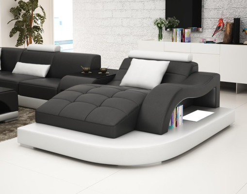 Ledersofa Couch Wohnlandschaft Ecksofa Eck Garnitur Design Modern Sofa +USB Rot