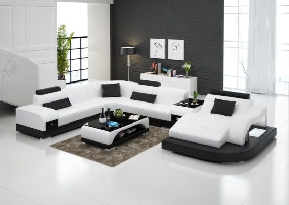 Ledersofa Couch Wohnlandschaft Ecksofa Eck Garnitur Design Modern Sofa +USB Rot
