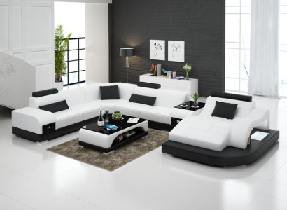 Ledersofa Modern Couch Wohnlandschaft Ecksofa Eck Dekor Design Garnitur