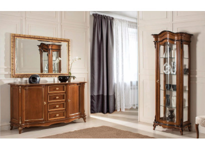 Esszimmer Garnitur Vitrine Schrank Kommode Spiegel Anrichte Italien Möbel 3tlg