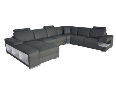Wohnzimmer Sofa Couch Leder Polster Eck Sitz Garnitur U Form Wohnlandschaft +USB