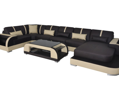 Leder Couch mit USB,Polster Sitz Garnitur Moderne Design Wohnlandschaft Sofas