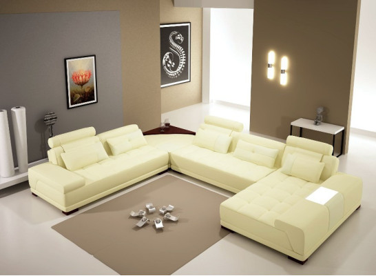 Ledersofa mit USB Sofa Polster Sitz Ecke Wohnlandschaft Couch Eckgarnitur PH376