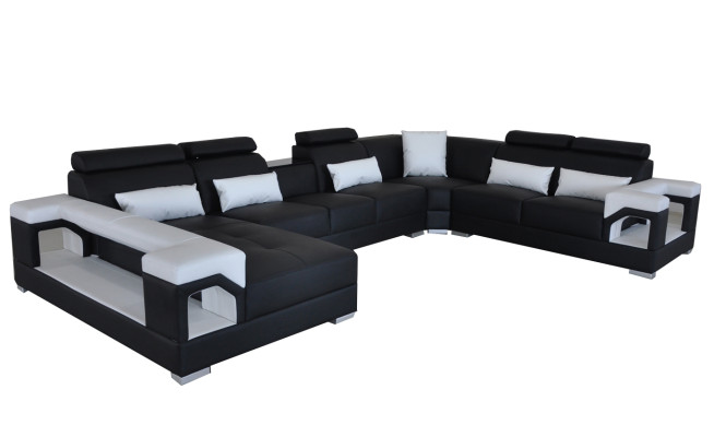 Komplett Set Kissen Ledersofa Wohnlandschaft Ecksofa Garnitur Modern Sofa USB