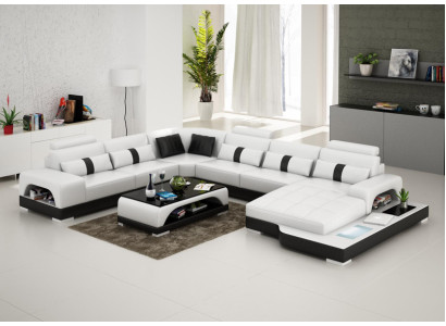 Ledersofa Couch Wohnlandschaft Eck Ecksofa Sofa Modern Design Garnitur