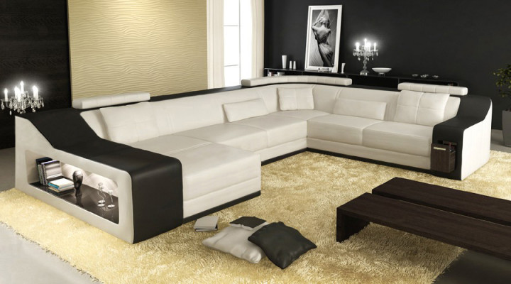 Ledersofa Couch Wohnlandschaft Ecksofa Eck Garnitur Design Modern Sofa Neu B2017