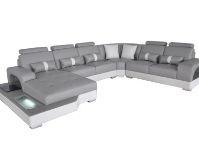 Leder Eck Sofa Eck Wohnlandschaft Garnitur Design Modern Couch