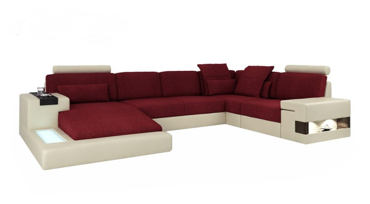 Ledersofa Designer Sofa U Form Wohnlandschaft Couch Polster Ecksofa Neu
