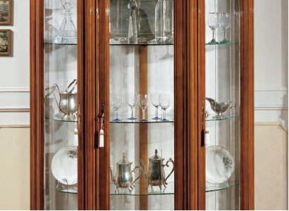 Vitrinen Glas Schrank Vitrine Wohnzimmer Holz Anrichte Italienische Möbel Regal