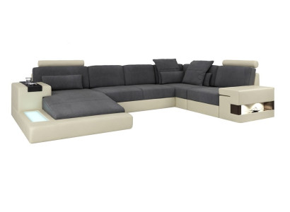 Wohnzimmer Designer Couch Polster LederStoff Sitz Modernes Ecksofa U-Form