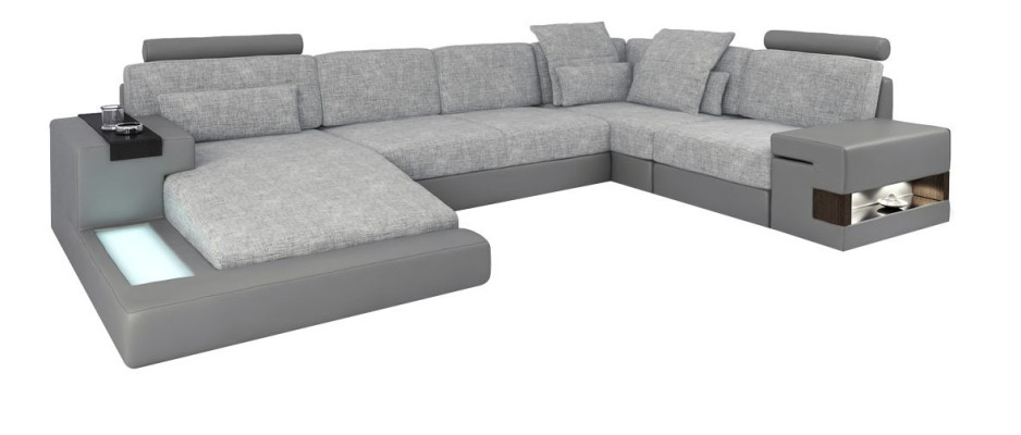 U-Form Möbel SofaBett Funktionen Polster Textil Moden Design Ecksofa Neu Sofa