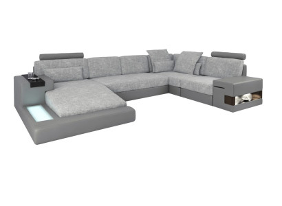 U-Form Möbel SofaBett Funktionen Polster Textil Moden Design Ecksofa Neu Sofa
