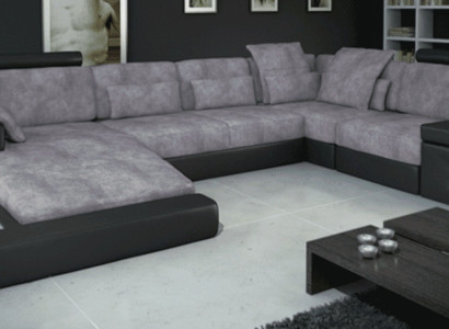 Designer Moderne Luxus Textil Sofa U-Form Möbel mit Bett Funktionen grau NEU