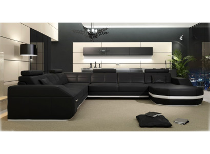 Design Sofa mit USB Couch Polster Ecksofa Wohnlandschaft Ledersofa Eckgarnitur