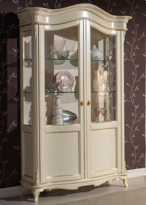 Vitrine Italienische Luxus Möbel Vitrinen Kommodenschrank Glas Design Schrank
