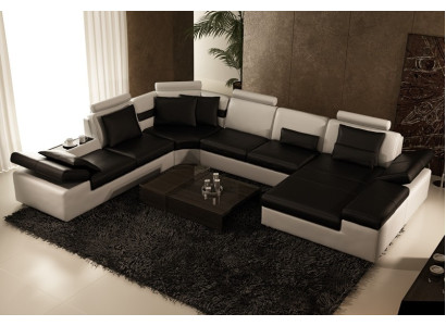 Moderne Sitzecke Ecksofa Sofa Polster Couch Wohnlandschaft Leder Sofa