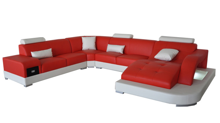 Leder Eck Sofa Eck Wohnlandschaft Garnitur Design Modern Couch Neu Sofas USB Neu
