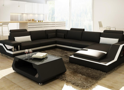 Designer Sofa Ecksofa Wohnlandschaft Big Modernes Ledersofa +USB Patentiert NEU
