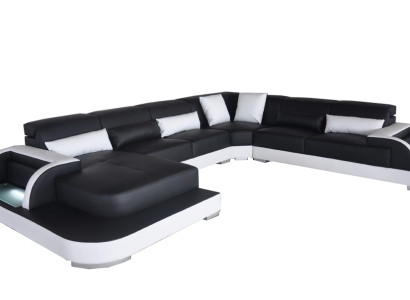 Leder Sofa Couch Wohnlandschaft Eck Garnitur Design Modern Sofas U-Form Couchen
