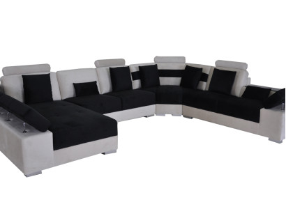 Ledersofa Couch Wohnlandschaft Eck Garnitur Design Modern Sofa U-Form K5014 Neu