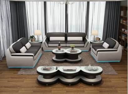 Ledersofa Couch Sofagarnitur Neu 3+2+1 Sitzer Dekor Garnitur Design Modern