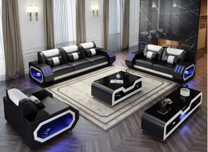 Sofagarnitur Leder Polster Couch Set Sofa 3+2+1 Sitzer Garnitur G8046D Couchen