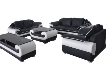 Leder Modern XXL Couch Wohnlandschaft Ledersofa Sofa Garnitur 3+2+1 D04 + Tisch