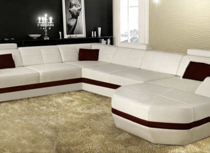 Wohnlandschaft Ledersofa Couch Ecksofa Eck Garnitur Design Modern Sofa mit USB