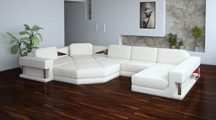 Modern Ecksofa mit USB Couch Polster Leder Design Sofa Garnitur Wohnlandschaft
