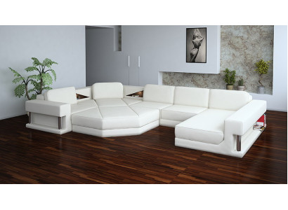 Modern Ecksofa mit USB Couch Polster Leder Design Sofa Garnitur Wohnlandschaft