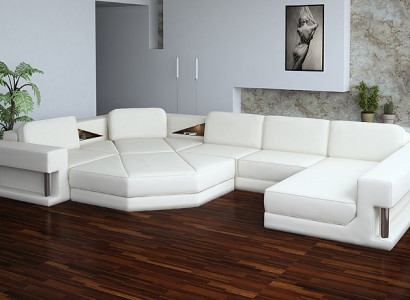 Modern Ecksofa mit USB Couch Polster Leder Design Sofa Garnitur Wohnlandschaft