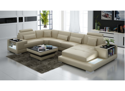 Wohnlandschaft Polster Ecke Eck Sofa mit USB Garnitur Landschaft Leder Wetzlar