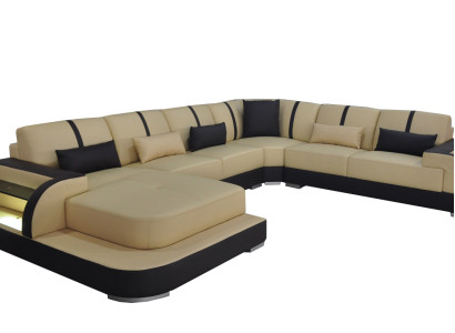 Leder Couch Polster Sitz Eck Garnitur Moderne Design Sofas Wohnlandschaft U Form