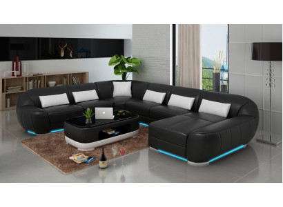 Design Leder Eck Sofa Moderne Garnitur Couch Ecke Neu Wohnlandschaft Grau USB