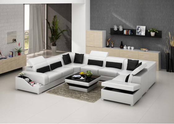Wohnlandschaft Moderne Ecksofa Couch Polster Eckgarnitur Sofa Eck Garnitur + USB